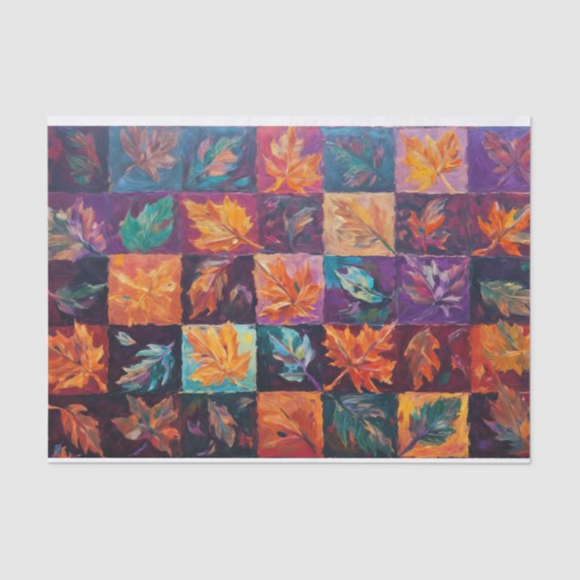 Quiltierte Herbstblätter, Bauernhausmuster Seidenpapier (Vorderseite)