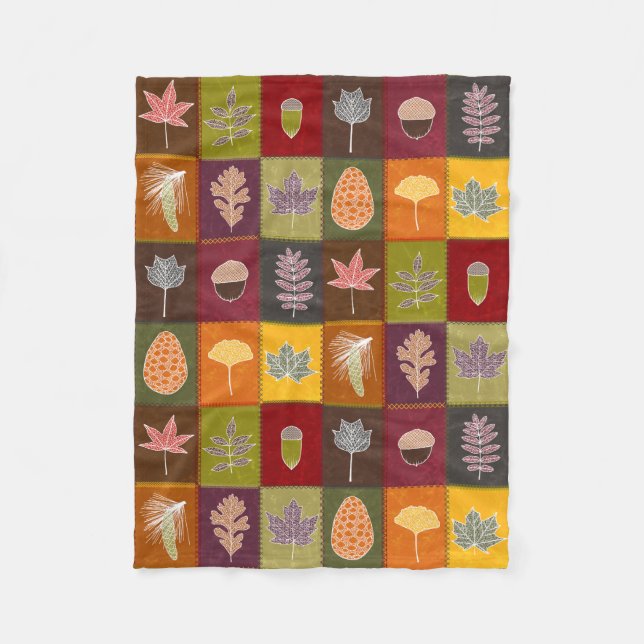 Quiltierte Herbstlaube Fleecedecke (Vorderseite)