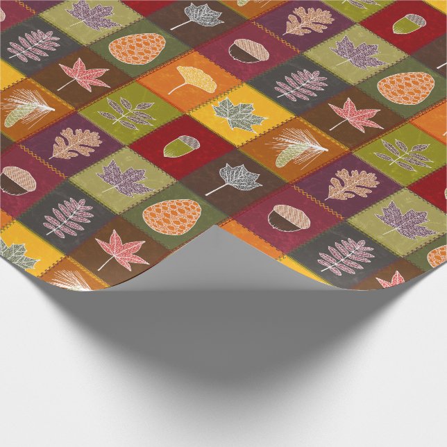 Quiltierte Herbstlaube Geschenkpapier (Ecke)