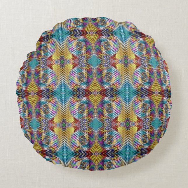 Quiltiertes Design Rundes Kissen (Vorderseite)