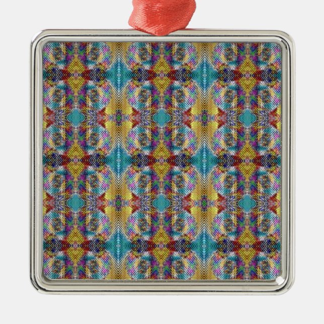 Quiltiertes Design Silbernes Ornament (Vorne)