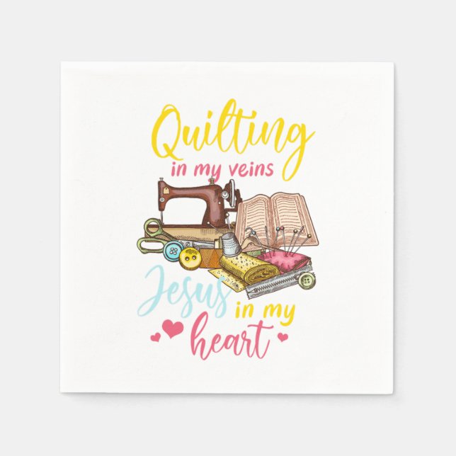 Quilting Jesus Christ Religious Quilt Sewing Machi Serviette (Vorderseite)