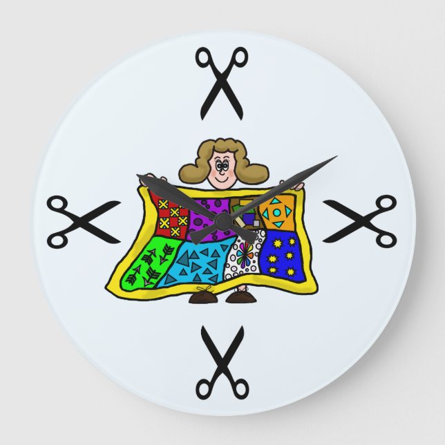 Quilting or Sewing Wall Clock Große Wanduhr (Vorderseite)