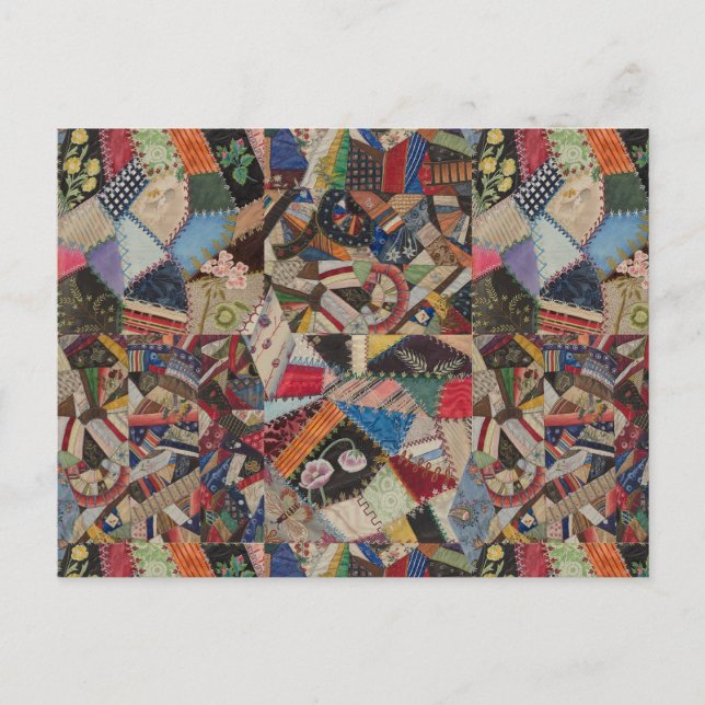 Quilting Patchwork - farbiges Collage Pattern Postkarte (Vorderseite)