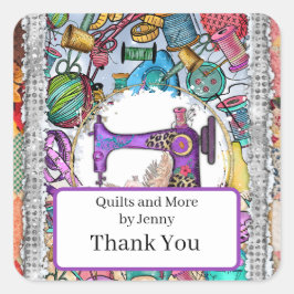Quilting Vielen Dank Quadratischer Aufkleber
