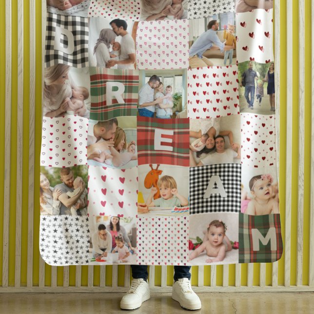 Quiltmuster-Foto-College-Retro-Patchwork-Effekt Fleecedecke (Von Creator hochgeladen)