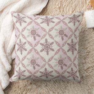 Quilton Pink Snowflake Muster Winter Kissen