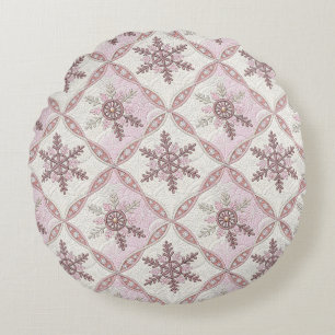 Quilton Pink Snowflake Muster Winter Rundes Kissen