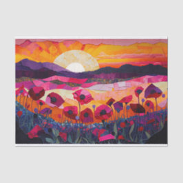 Quilton, rosa Mohnblüte, lebhaftes Boho-Dekor Seidenpapier
