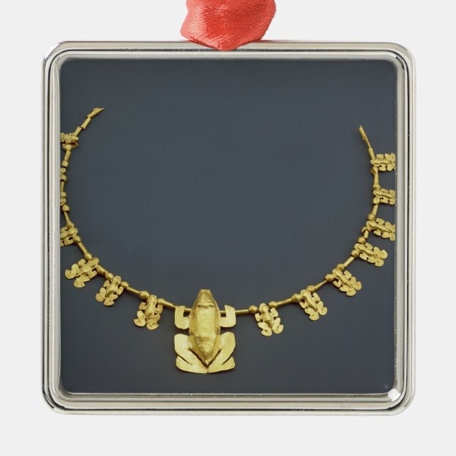 Quimbaya Halskette mit Fröschen, von Kolumbien Silbernes Ornament (Vorne)