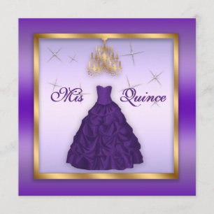 Quincanera Invitation Purple Lavender Gold
