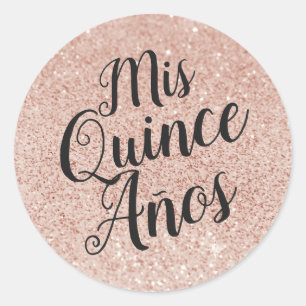Quince Años Quinceñera Rose Gold Sparkone Runder Aufkleber