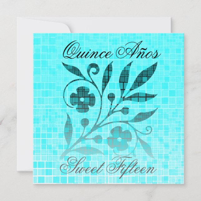 Quince Años Sweet Quinze Invitation Fleur Bleue (Devant)