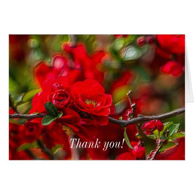 Quince Branch Painterly Dankeschön Card (Vorderseite (Horizontal))