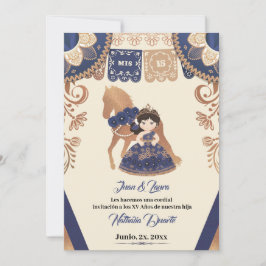 Quince Charro Einladung Royal Blue Charro Einladun