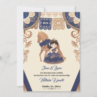 Quince Charro Einladung Royal Blue Charro Einladun