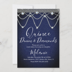 Quince Denim Diamanten Edelstein Perlen  Einladung