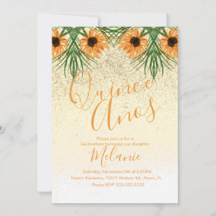 Quiñce Imitate Glitzer Sonnenblume Geburtstag Einl Einladung