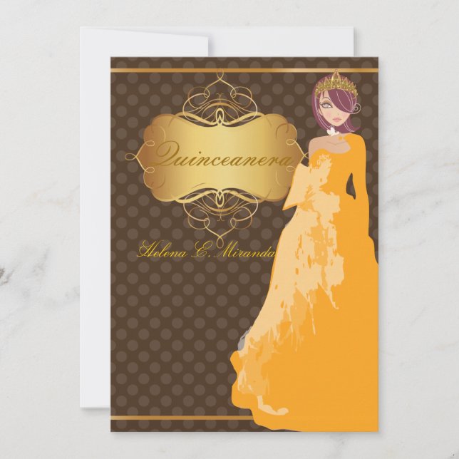 Quince/Sweet 16/ Prinzessin/Polka-Punkte Einladung (Vorderseite)