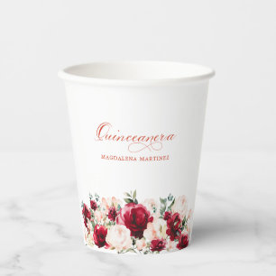 Quinceane Party Rote Rose Pink Peony Custom Pappbecher