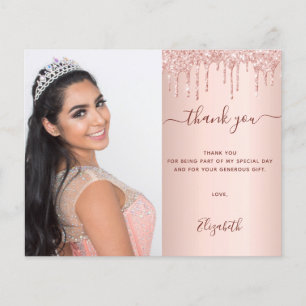 Quinceanea rose parties scintillant QR photo carte