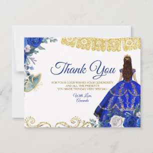 Quinceañera 15 Anos Royal Blue Dankeschön Karte
