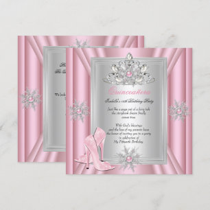 Quinceanera 15 Birthday Light Pink Heelse Einladung