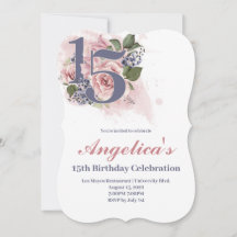 Quinceañera 15. Chic Floral Einladung