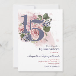 Quinceañera 15. Chic Floral Einladung