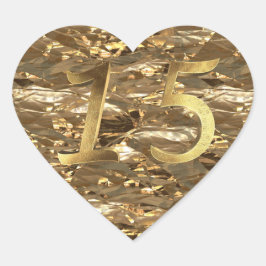 Quinceanera 15. Geburtstag 15. Geburtstag Gold Herz-Aufkleber