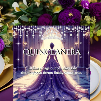 Quinceanera 15. Geburtstag Burg Lila Kleid Einladung