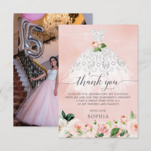 Quinceanera 15. Geburtstag Dankeschön Karte