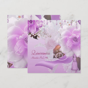 Quinceanera 15. Geburtstag Flieder Rosa Blumen Wei Einladung