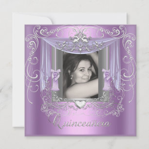 Quinceanera 15. Geburtstag Flieder Rosa Silber Ste Einladung