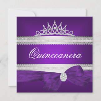 Quinceanera 15. Geburtstag Lila Silberdiamant Einladung