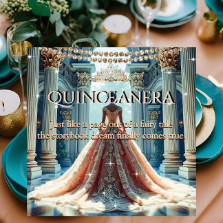 Quinceanera 15. Geburtstag Palast Peach Aquamarin Einladung