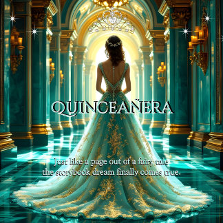 Quinceanera 15. Geburtstag Palazzo Aqua Aquamarin  Einladung