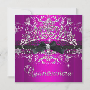 Quinceanera 15. Geburtstag Pink Violett Glitter Ti Einladung