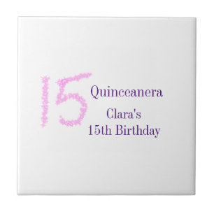Quinceanera 15. Geburtstag rosa Glitzer Vorlage Fliese