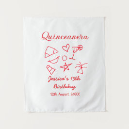 Quinceanera 15. Geburtstag Rote Strand Party Sonne Wandteppich
