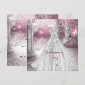 Quinceanera 15. Geburtstagsfeier Rosa Einladung
