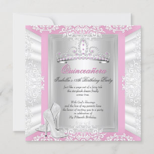 Quinceanera 15. Geburtstagsparty Hübsch Pink Einladung