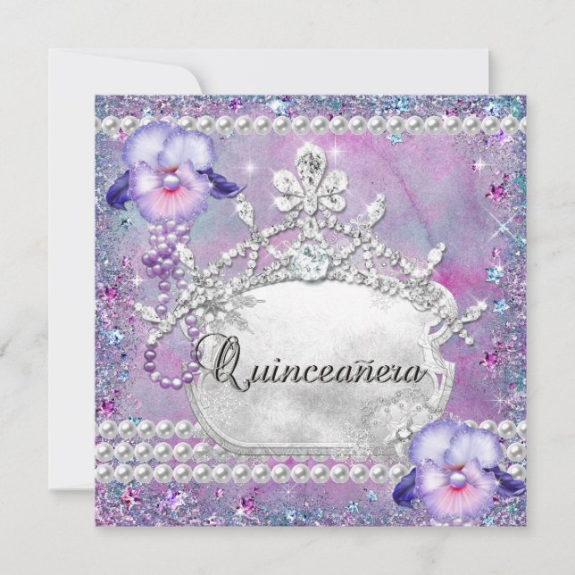 Quinceanera 15. Geburtstagsparty Lila Lilac Einladung (Vorderseite)