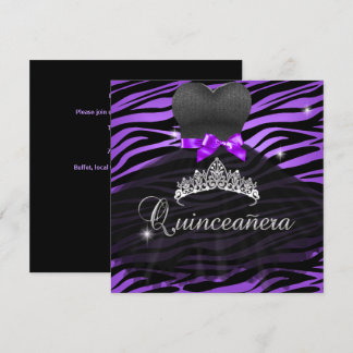 Quinceanera 15. Lila Tiara Zebra Kleid Einladung