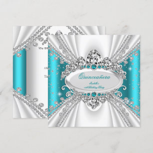 Quinceanera 15. Princess Aquamarin Tiara Diamonds Einladung