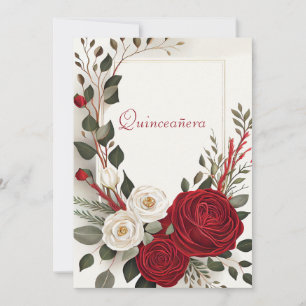 Quinceanera, 16 . Geburtstag-Rote Rosen Einladung