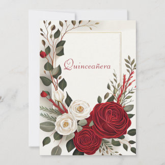 Quinceanera, 16 . Geburtstag-Rote Rosen Einladung