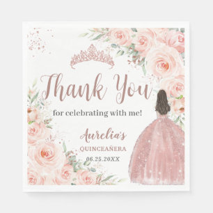Quinceanera 16 Rosé Florale Rose Gold Prinzessin Serviette