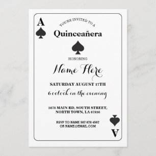 Quinceañera Ace Spades Spielkarte Vegas Geburtstag Einladung