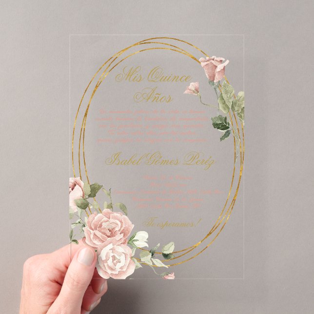 Quinceanera Acrylique invitation en espagnol (In situ (ordinateur de poche))